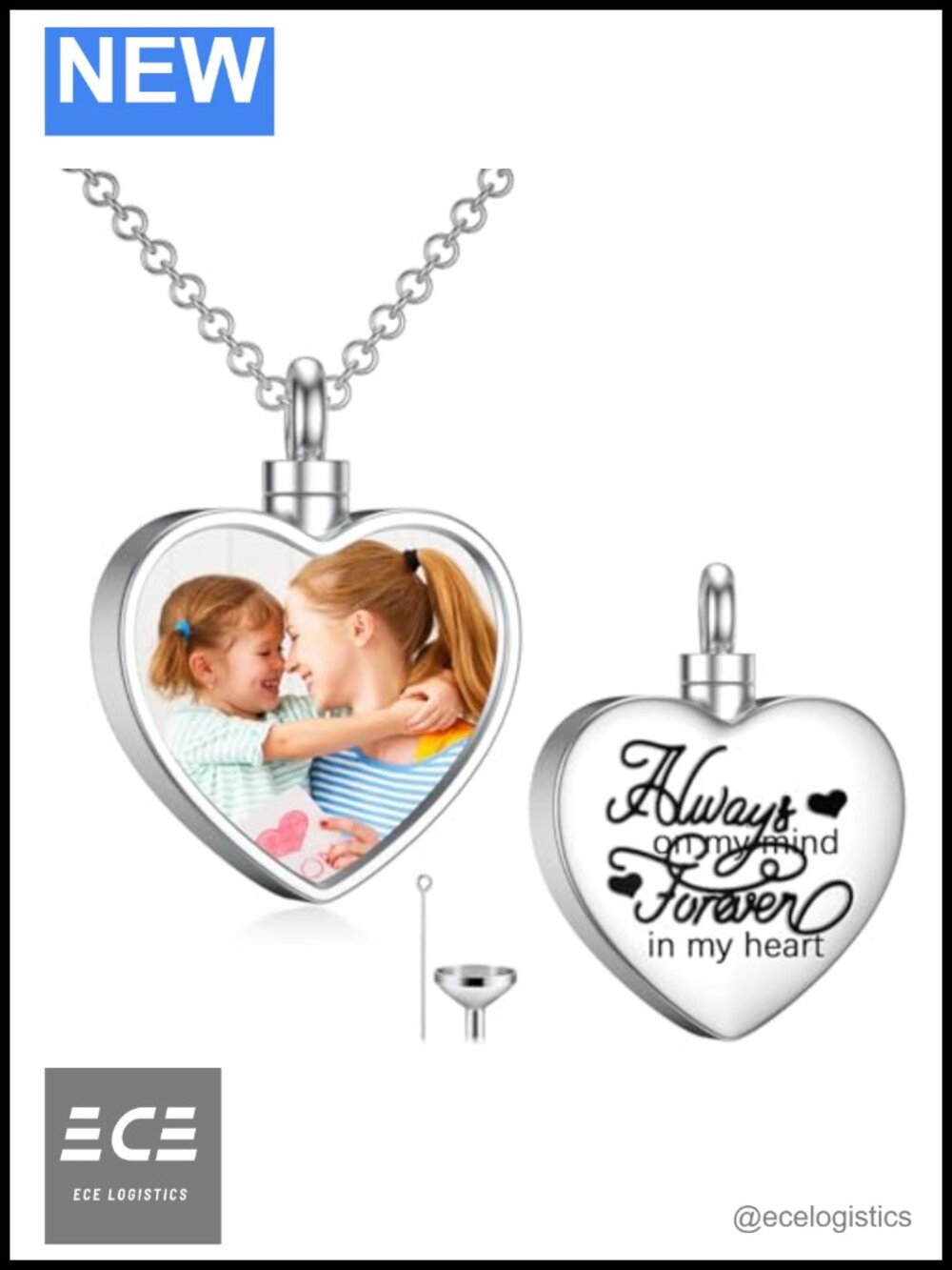 SOULMEET White Gold Plated Silver Heart Urn Necklace Photo Locket Memorial